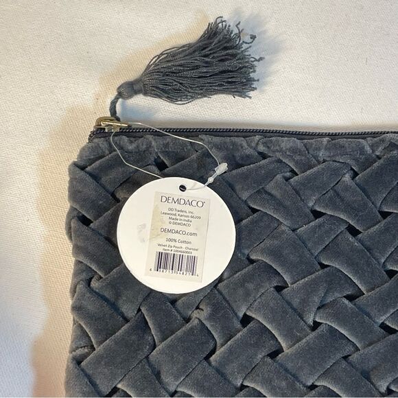 DEMDACO "invest in you" gray velvet pouch bag - Picture 3 of 9